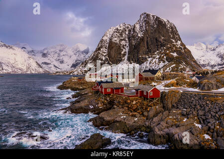 The village of Hamnøy is one of the most picturesque in the Norwegian Lofoten islands. Stock Photo