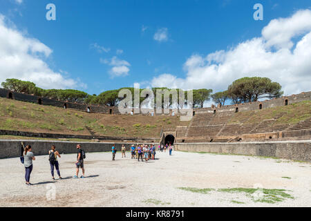 The Amphitheatre at Pompeii ( Pompei ), Naples, Campania,Italy Stock Photo