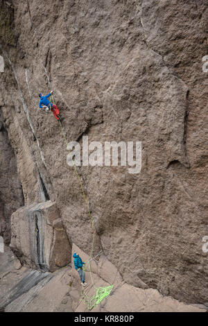 Trad Rock Climbing in Norway Stock Photo