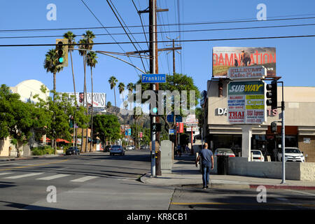 Traffic lights at Hillhurst Ave and Franklin Avenue looking north in ...