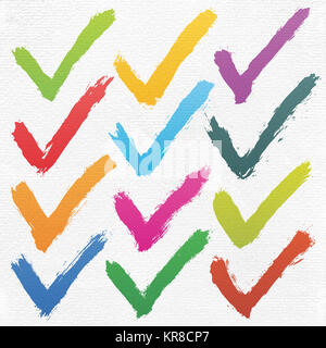 Check mark ink sketch on watercolor paper Stock Photo - Alamy