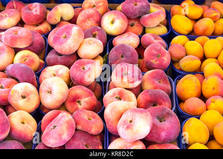 several peaches on a market in palermo,sicily Stock Photo