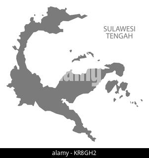 Sulawesi Tengah Indonesia Map grey Stock Photo