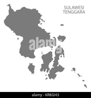 Sulawesi Tenggara Indonesia Map grey Stock Photo