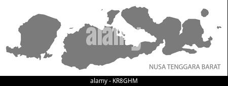 Nusa Tenggara Barat Indonesia Map grey Stock Photo