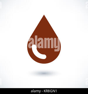 Brown color drop icon with gray shadow on white Stock Photo