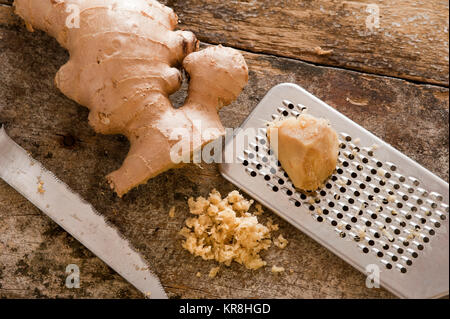 Freshly minced or grated root ginger Stock Photo