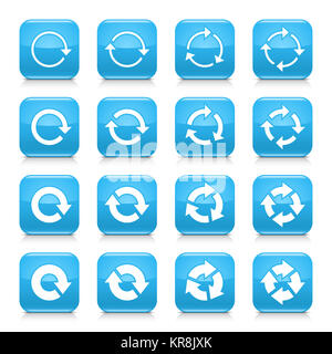 Blue arrow reload sign square icon web button Stock Photo