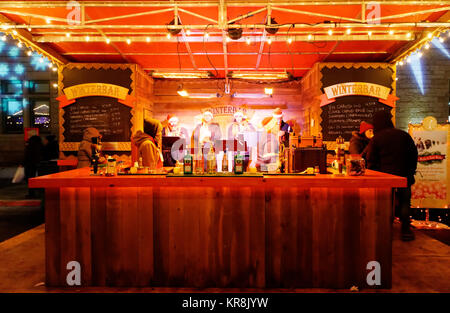 A bar in the Quebec City German Christmas Market Stock Photo