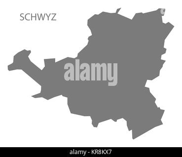 Schwyz Switzerland Map grey Stock Photo