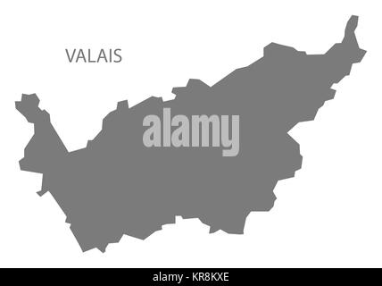 Valais Switzerland Map grey Stock Photo