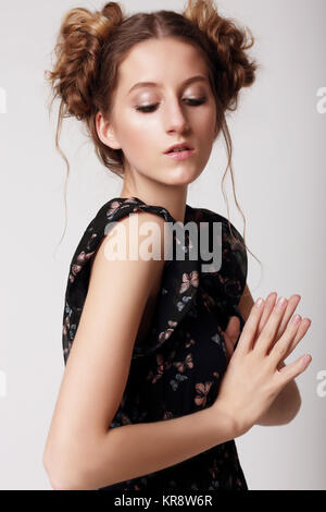 A woman looking down. Stock Photo