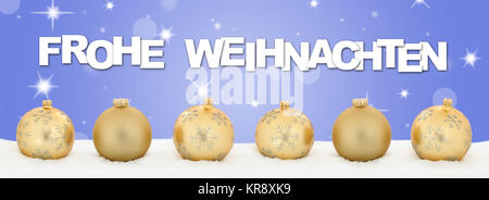 Frohe Weihnachten Gold Weihnachtskugeln Banner Dekoration Hintergrund Sterne Stock Photo Alamy