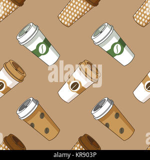 Take away coffee cup illustration pattern Stock Photo