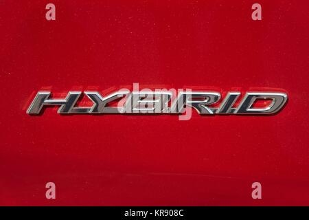 Hybrid car designation Stock Photo