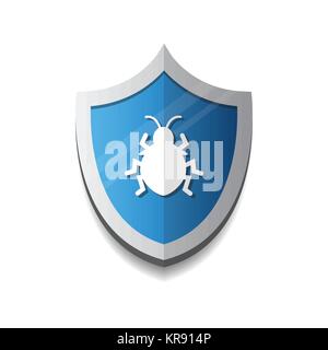 Shield Icon With Beetle Virus Protection And Security Concept Stock Vector