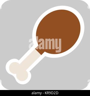 Chicken leg flat icon, food meat sign vector graphics, a colorful solid pattern on a white background Stock Vector