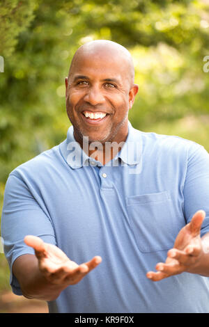African American man with open hands. Stock Photo