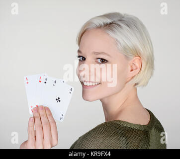woman with aces Stock Photo