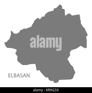 Elbasan Albania Map grey Stock Photo