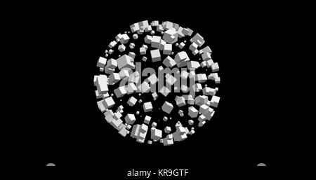 (8K)3D rendering of white cubes isolated with black background Stock Photo