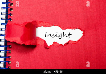 The word insight appearing behind torn paper Stock Photo