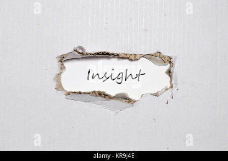 The word insight appearing behind torn paper Stock Photo