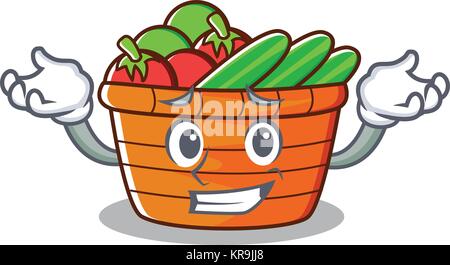 Grinning fruit basket character cartoon Stock Vector