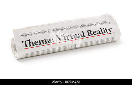 Zeitungsrolle mit der Überschrift Virtual Reality