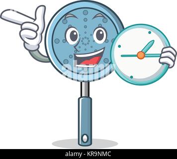 With clock skimmer utensil character cartoon Stock Vector