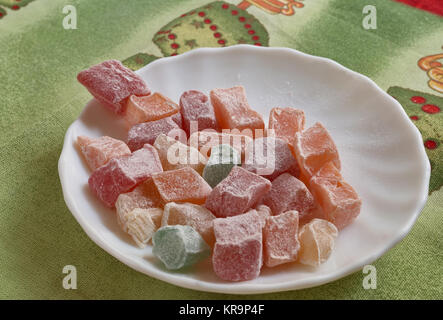 the bowl of candy on a napkin Stock Photo