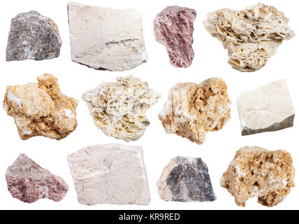 collection from specimens of limestone rock Stock Photo