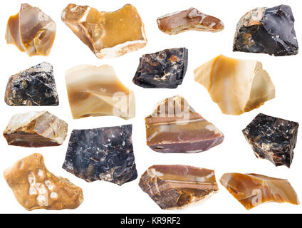 collection from specimens of flint stone Stock Photo
