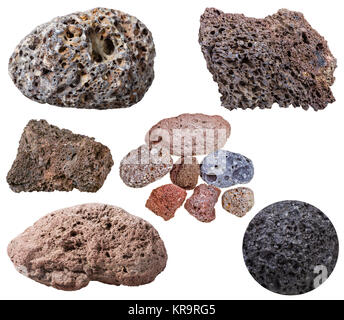 collection from specimens of various pumice stones Stock Photo