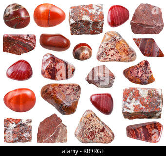 collection from specimens of red jasper gemstone Stock Photo