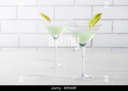 Fresh home made Apple Martini cocktails Stock Photo