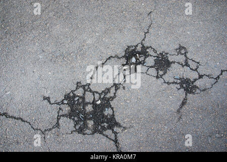 Cracked road alphalt texture, broken ground structure photo Stock Photo