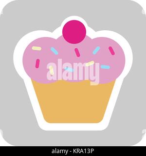 slice of cake isolated flat design style strawberry cartoon with whipped cream on the top. tasty dessert in vector menu restaurant or piece of birthday Stock Vector