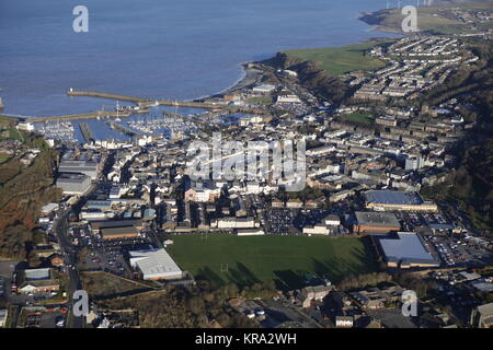 An aerial view of the town of Whitehaven on the coast of Cumbria Stock Photo