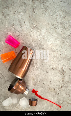 Cocktail items on white marble background Stock Photo