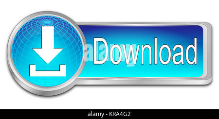 decorative blue Download button - 3D illustration Stock Photo