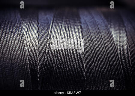 synthetic black thread close-up Stock Photo