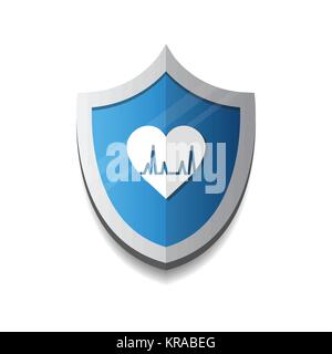 Cardiology Protection Heart Shield Icon Blue Concept Stock Vector