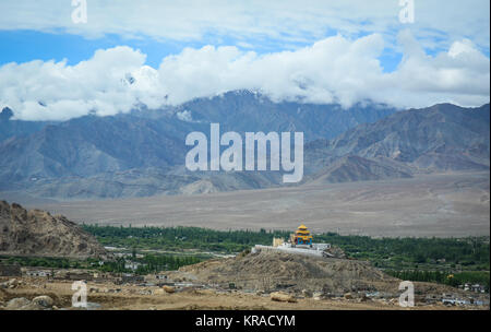 A Tibetan Buddhist temple on the hill in Ladakh, India. Stock Photo