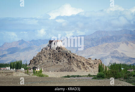 A Tibetan Buddhist temple on mountain in Ladakh, India. Stock Photo