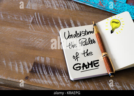 Written text UNDERSTAND THE RULES OF THE GAME Stock Photo