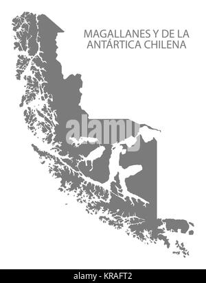 Magallanes y de la Antartica Chilena Chile Map in grey Stock Photo