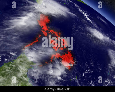 Philippines from space highlighted in red Stock Photo