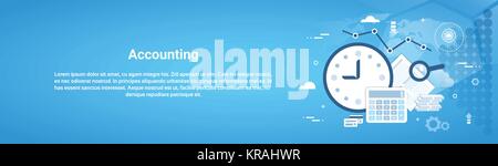 Accounting Audit Business Horizontal Web Banner With Copy Space Stock Vector