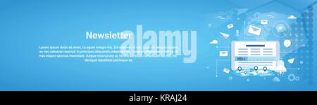 Newsletter Concept Horizontal Web Banner With Copy Space Stock Vector